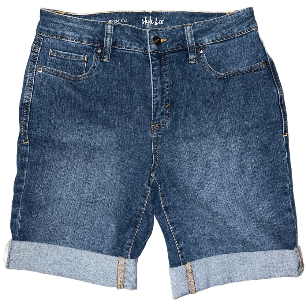 Style & Co. Blue Denim Bermuda Cuffed Shorts